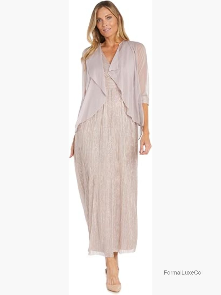 Women's 2-Piece Sleeveless Maxi Dress & Sheer Cardigan Set Formal Occasion